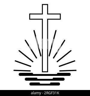 New apostolic symbol flat vector icon for holiday apps and websites. Vector file eps 10. Cross with bible and sun. Stock Vector