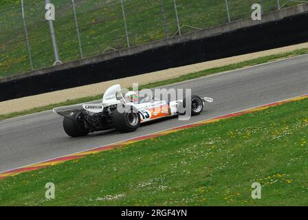 Mugello Circuit 1 April 2007: Classic F1 Car 1972 McLaren M19C ex Denny Hulme at Mugello Circuit in Italy during Mugello Historic Festival. Stock Photo