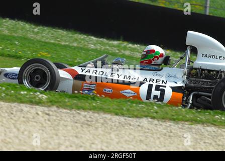 Mugello Circuit 1 April 2007: Classic F1 Car 1972 McLaren M19C ex Denny Hulme at Mugello Circuit in Italy during Mugello Historic Festival. Stock Photo