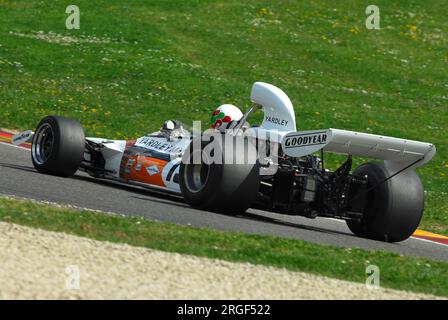 Mugello Circuit 1 April 2007: Classic F1 Car 1972 McLaren M19C ex Denny Hulme at Mugello Circuit in Italy during Mugello Historic Festival. Stock Photo