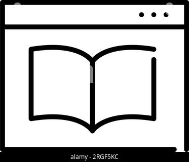 Open book in a web browser. Electronic library online. Pixel perfect, editable stroke Stock Vector