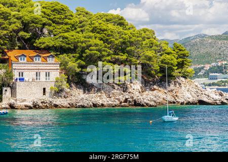 The Elaphiti Islands is a small archipelago consisting of several islands stretching northwest of Dubrovnik, in the Adriatic Sea Stock Photo