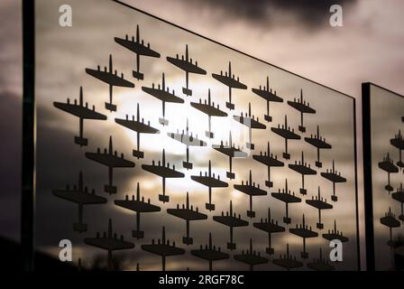Counting the cost, a glass memorial installation at Imperial War Museum Duxford commemorating the aircraft and flying crews lost in second world war Stock Photo