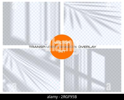 Semitransparent shadow overlay effect from the window isolated on transparent background. Realistic vector set. Abstract silhouette soft blurry shadow Stock Vector
