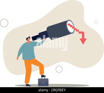 Economic forecast downturn, vision to see recession, stock market crisis or financial failure, inflation going down concept.flat vector illustration. Stock Vector