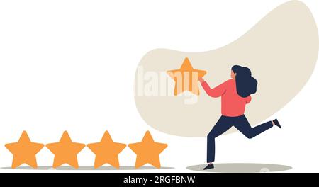 User experience, customer feedback stars rating or business and investment rating concept.flat vector illustration. Stock Vector