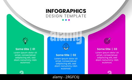 Infographic template with icons and 3 options or steps. Circle. Can be used for workflow layout, diagram, banner, webdesign. Vector illustration Stock Vector