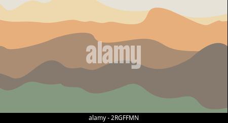 Abstract autumn background. Vector flat style wavy backdrop in warm pastel colors. Landscape template. Horizontal layered illustration. Stock Vector