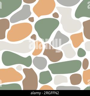 Abstract Autumn seamless pattern with spots or stones. Warm colors endless background. Vector doodle decorative backdrop. Wallpaper, Banner, Poster. Stock Vector