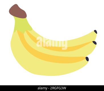 Flat style banana. Vector color illustration isolated on white background. Sweet fresh Fruit icon. Hand drawn Design element for logo, textile, shirt. Stock Vector