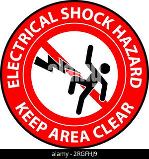 Floor Sign Electrical Shock Hazard - Keep Area Clear Stock Vector