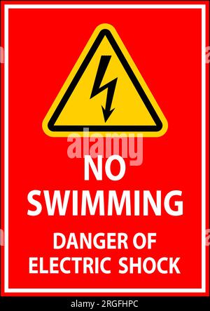 Electrical Hazard Sign No Swimming - Danger Of Electric Shock Stock Vector