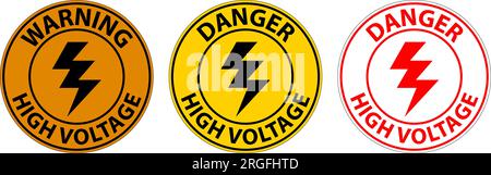 Floor Sign, Danger High Voltage Stock Vector
