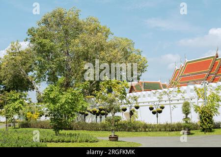 Maha Kan fort park Old City Wall and Loha Prasat in Bangkok, Thailand Stock Photo