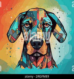 Dog painting in the style of cubism. Abstract painting of a dog in the style of Picasso. Vector illustration. Stock Vector