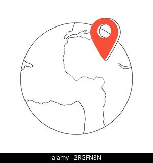 Navigator pin on globe monochrome flat vector object Stock Vector