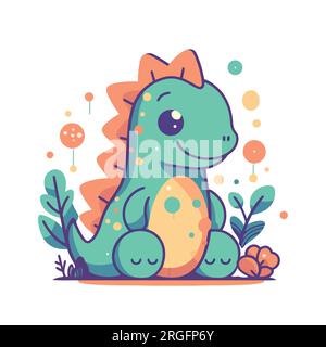 Happy dinosaur cartoon vector illustration on white background Stock ...