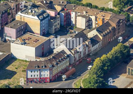 Aerial view, red light district Vulkanstraße and Charlottenstraße, old town, Duisburg, Ruhr area, North Rhine-Westphalia, Germany Stock Photo