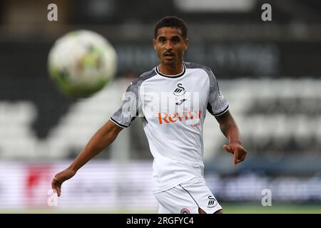 Swansea, UK. 08th Aug, 2023. Kyle Naughton of Swansea City in action. Carabao cup, 1st round match, Swansea city v Northampton Town at the Swansea.com Stadium in Swansea, Wales on Tuesday 8th August 2023. this image may only be used for Editorial purposes. Editorial use only, pic by Andrew Orchard/Andrew Orchard sports photography/Alamy Live news Credit: Andrew Orchard sports photography/Alamy Live News Stock Photo