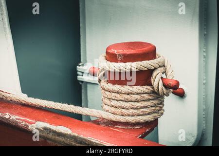 Winch on an old sail boat Stock Photo