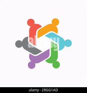 People chatting with AI logo, merging human interaction and technology Stock Vector
