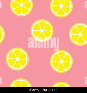 Lemons Pattern. Pink Vector Seamless pattern or background with lemon illustrations Stock Vector