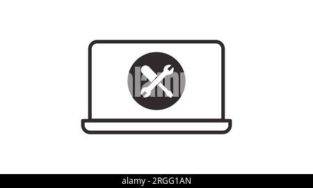 Laptop Fix icon. Vector isolated flat editable black and white illustration Stock Vector