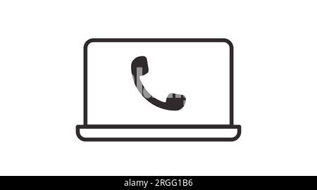 Laptop with Phone icon. Vector isolated editable black and white illustration Stock Vector