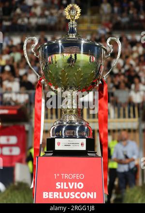 Monza, Italy. 8th Aug, 2023. The trophy pictured prior to the Trofeo Silvio Berlusconi match at U-Power Stadium, Monza. Picture credit should read: Jonathan Moscrop/Sportimage Credit: Sportimage Ltd/Alamy Live News Stock Photo