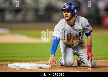 Chicago Cubs' Nick Madrigal lets a high pitch go by during a baseball game  against the St. Louis Cardinals on Wednesday, May 10, 2023, in Chicago. (AP  Photo/Charles Rex Arbogast Stock Photo 