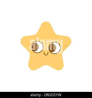 groovy star with eyes. Vector illustration flat on white isolated background Stock Vector