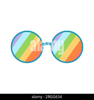 groovy rainbow glasses. Vector illustration flat on white isolated background Stock Vector