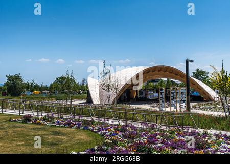 Mannheim, Germany - 26 May 2023: Federal horticulture and garden show, covering planting, and landscaping topics (Bundesgartenschau BUGA) Stock Photo