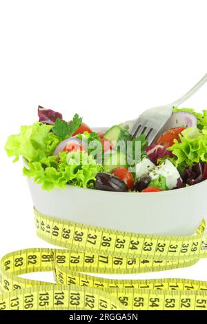 Healthy diet, vegetable salad with cheese isolated on white transparent background Stock Photo