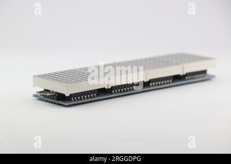 View of LED matrix display board module isolated on white background. Electronic components for prototyping engineering projects Stock Photo