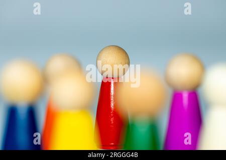 Colorful symbols of people, icon of a multicultural team, Meeting in a company, social diversity, cooperation between people, evaluation of team work Stock Photo
