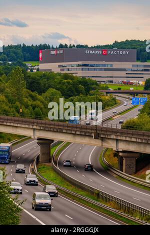 09 August 2023, Hesse, Schlüchtern: The Strauss CI Factory is located  directly on the A66 highway. In 2020, Engelbert Strauss opened the CI  Factory, another logistics and shipping center with its own