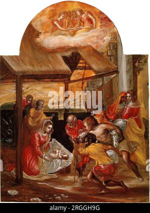 El Greco – Adoration of the Shepherds 1568-70. 63x76 Stock Photo - Alamy
