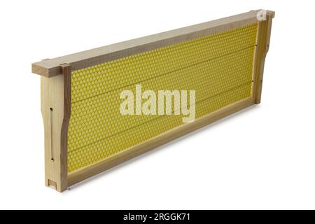 New frame with beehive wax isolated on white background Stock Photo