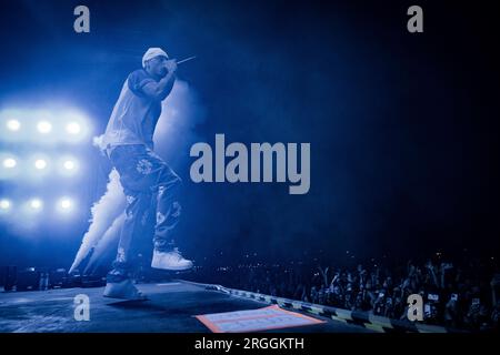 Roskilde, Denmark. 29th, June 2023. The British rapper Central Cee performs a live concert during the Danish music festival Roskilde Festival 2023 in Roskilde. (Photo credit: Gonzales Photo - Thomas Rasmussen). Stock Photo