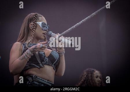Roskilde, Denmark. 29th, June 2023. The American rapper Latto performs a live concert during the Danish music festival Roskilde Festival 2023 in Roskilde. (Photo credit: Gonzales Photo - Thomas Rasmussen). Stock Photo