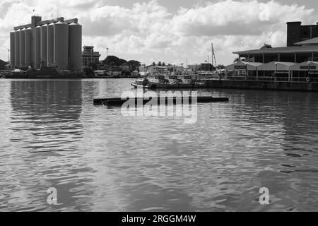 Le Caudan Waterfront is a commercial development in Port Louis, the capital city of Mauritius. Stock Photo