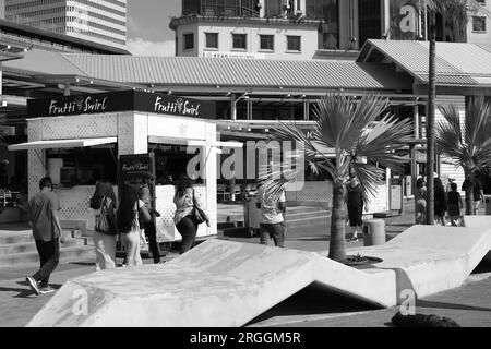 Le Caudan Waterfront is a commercial development in Port Louis, the capital city of Mauritius. Stock Photo