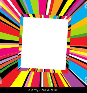 Colored frame on colored sunburst background Stock Vector