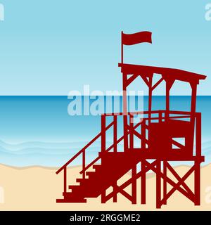 Lifeguard post on the coast Stock Vector