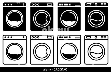 Big set of washing machine icons. Home appliances symbols. Vector ...
