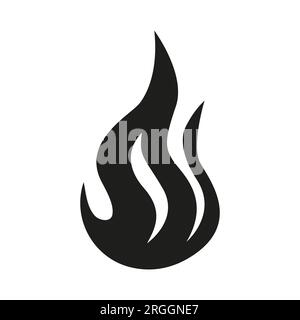 Black fire icon. Fire flame silhouette isolated on white background Stock Vector