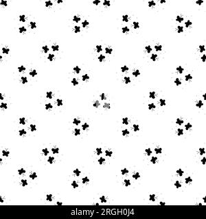 Butterfly seamless pattern. Repeating cute butterflies background. Repeated modern flowers design for prints. Sample texture black white silhouette Stock Vector