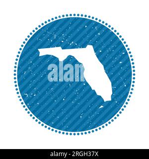 Florida striped retro travel sticker. Badge with map of US state, vector illustration. Stock Vector