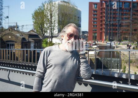 Senior man on phone call Stock Photo